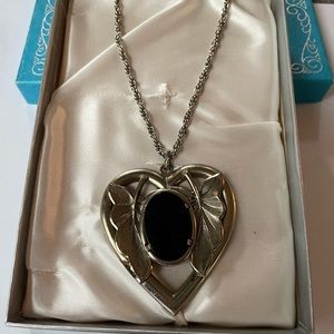 Vintage necklace with black stone pendant.